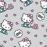 Hello Kitty® Gray Phone Hearts Cotton Fabric 
