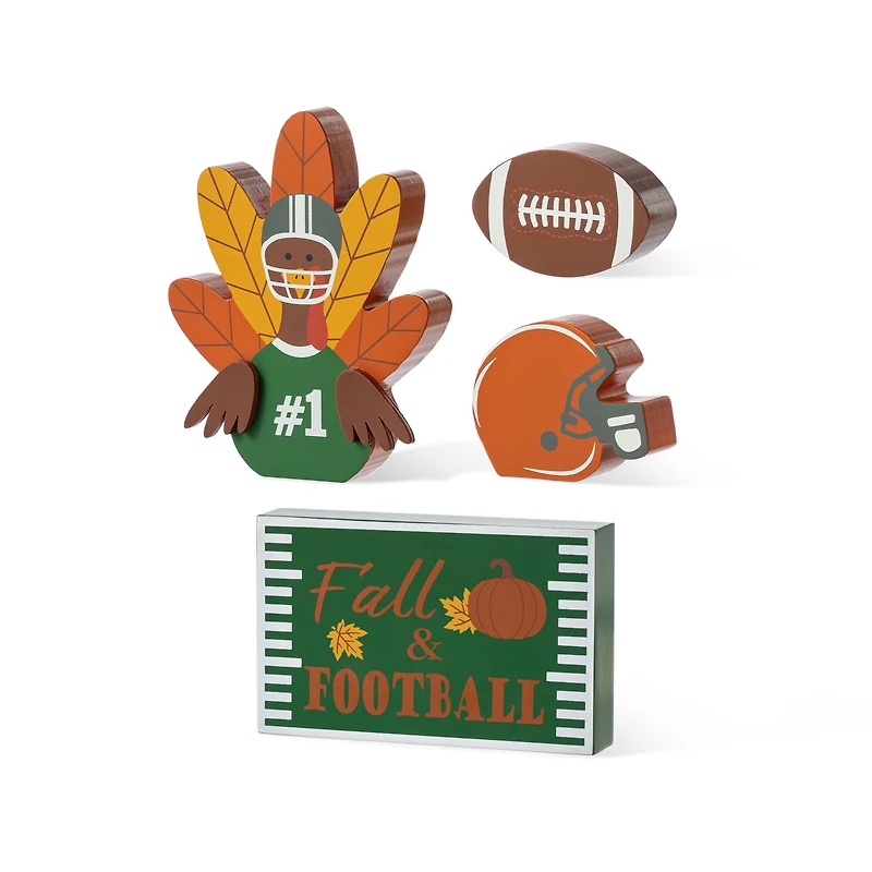 Glitzhome® 5.75"H Thanksgiving Wooden Turkey Table Decor Set