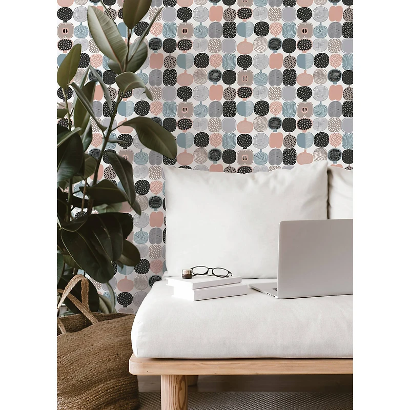 NuWallpaper Marimekko Pink & Gray Kompotti Peel & Stick Wallpaper