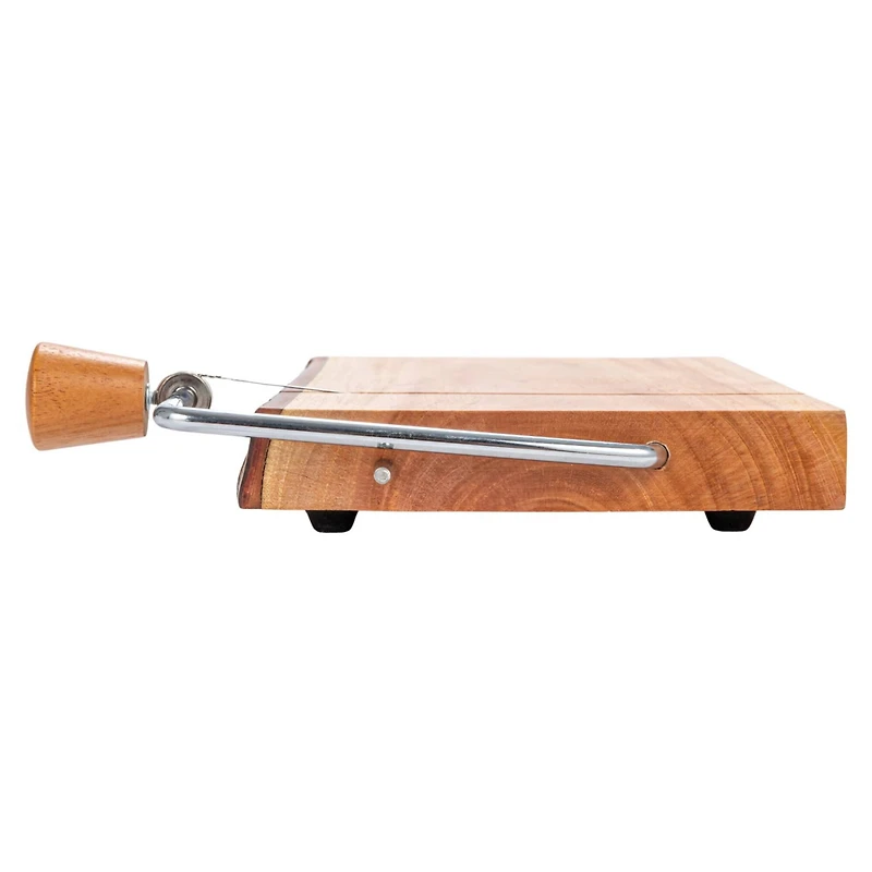 Hello Honey® 10.5" Natural Wood & Metal Cheese Slicer with Bark Edge