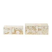 White & Gold Leather Rustic Box Set