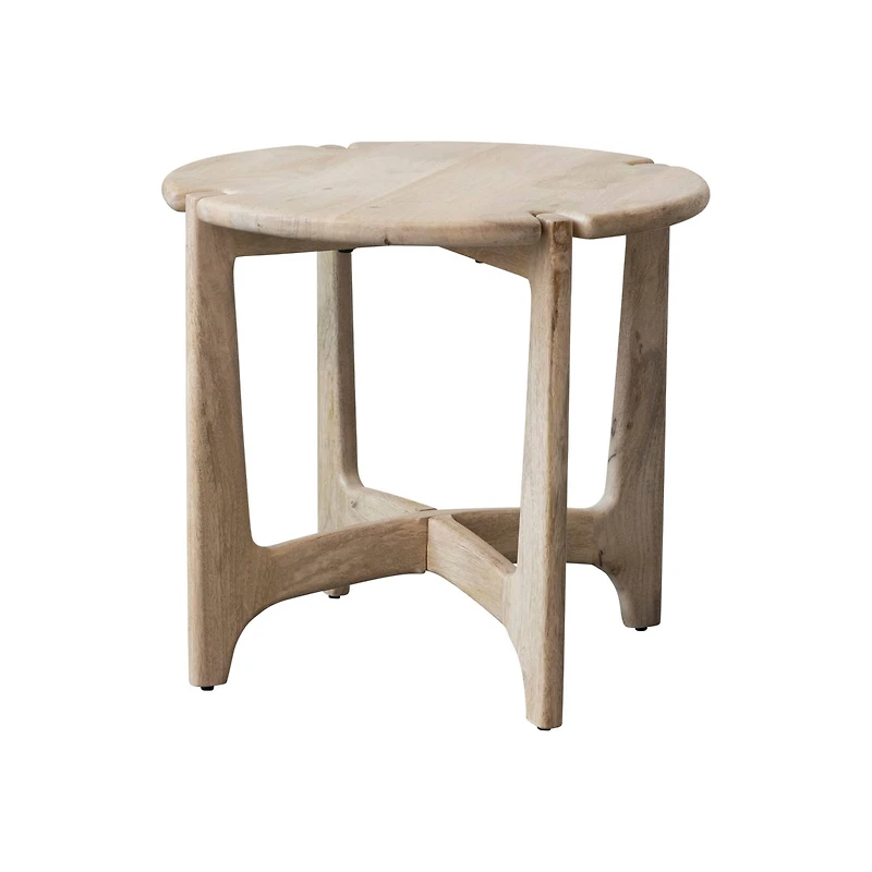 Hello Honey® 21.5" Natural Mango Wood Table with Interlocking Base & Bleached Finish