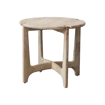 Hello Honey® 21.5" Natural Mango Wood Table with Interlocking Base & Bleached Finish