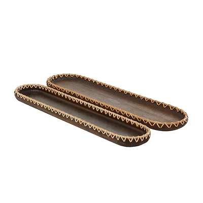 The Novogratz Dark Brown Mango Wood Nesting Tray Set