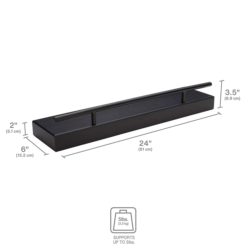 Melannco MDF & Metal Railing 24" Shelf
