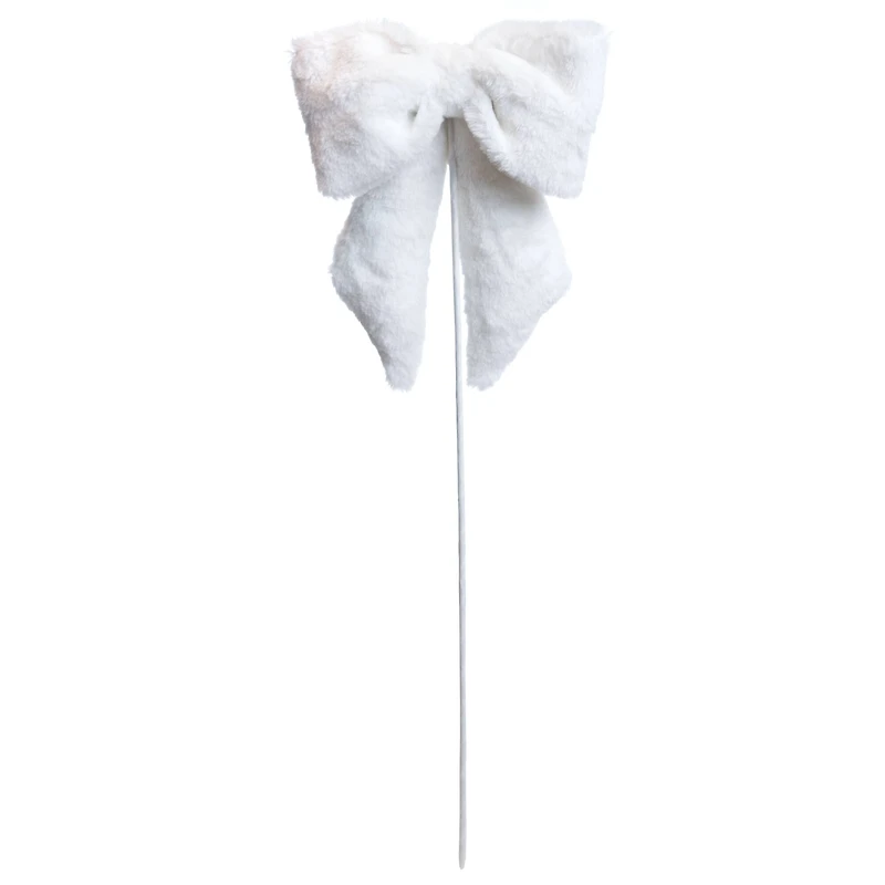 24" White Faux Fur Bow Stem by Ashland®