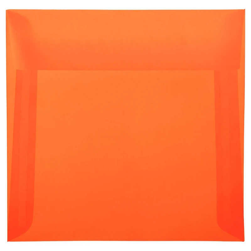 JAM Paper 6.5" Glamour Orange Square Translucent Vellum Envelopes, 25ct.