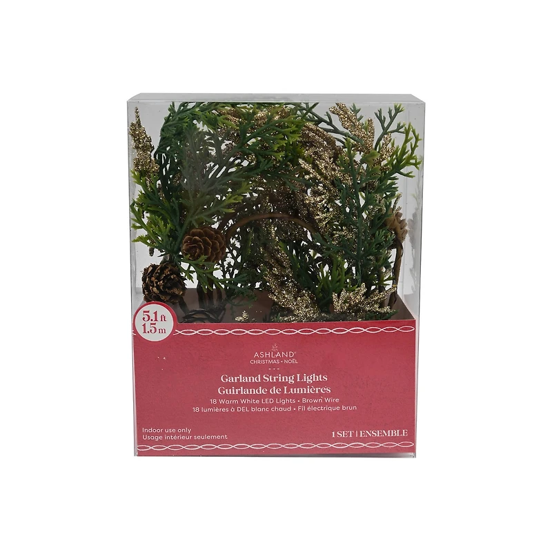 18ct. Warm White LED Pinecone Garland String Lights by Ashland®