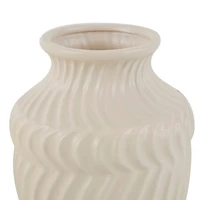 6" Cream Ceramic Abstract Textured Vase Set
