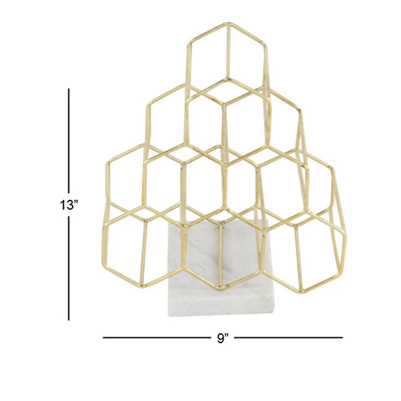 13" Gold Metal Modern Wine Holder Rack