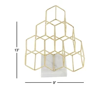 13" Gold Metal Modern Wine Holder Rack