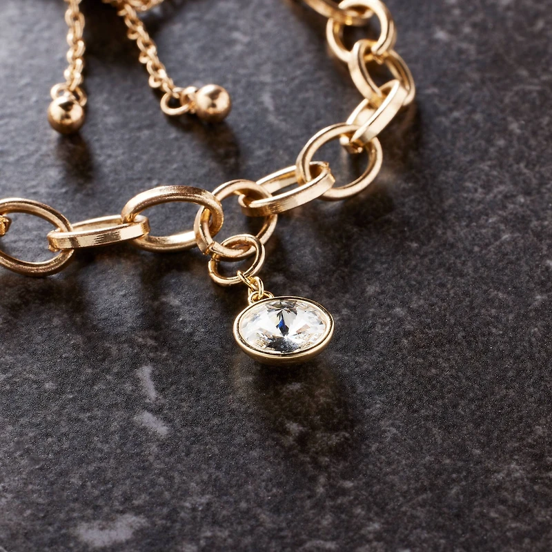 14K Gold Plated Clear Austrian Crystal Rivoli Cut Charm by Bead Landing™