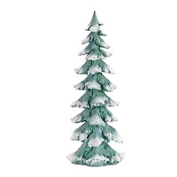 Flocked Seafoam Pine Tree with Carved Design Set