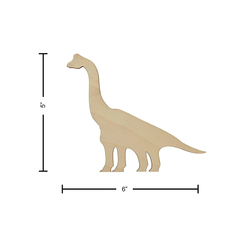 Essentials by Leisure Arts 24 Pack 6.38" x 5" Brachiosaur Flat Wood Shape