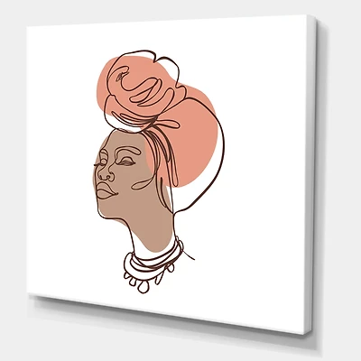 Designart - One Line Portrait of African American Woman IV
