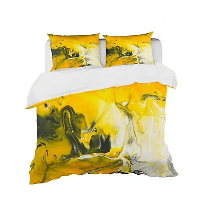Designart 'Yellow Acrylic Marble' Modern & Contemporary Bedding Set