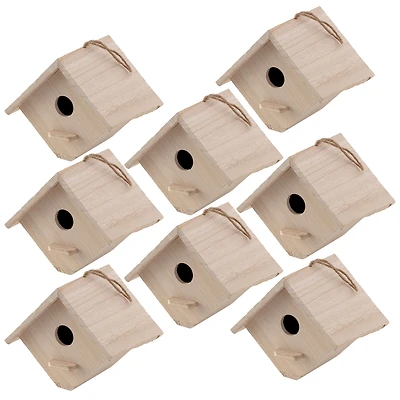 8 Pack: 7" Hanging Wood Birdhouse by Make Market®