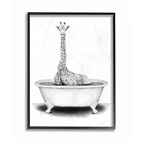 Stupell Industries Giraffe in a Tub with Black Frame Wall Accent