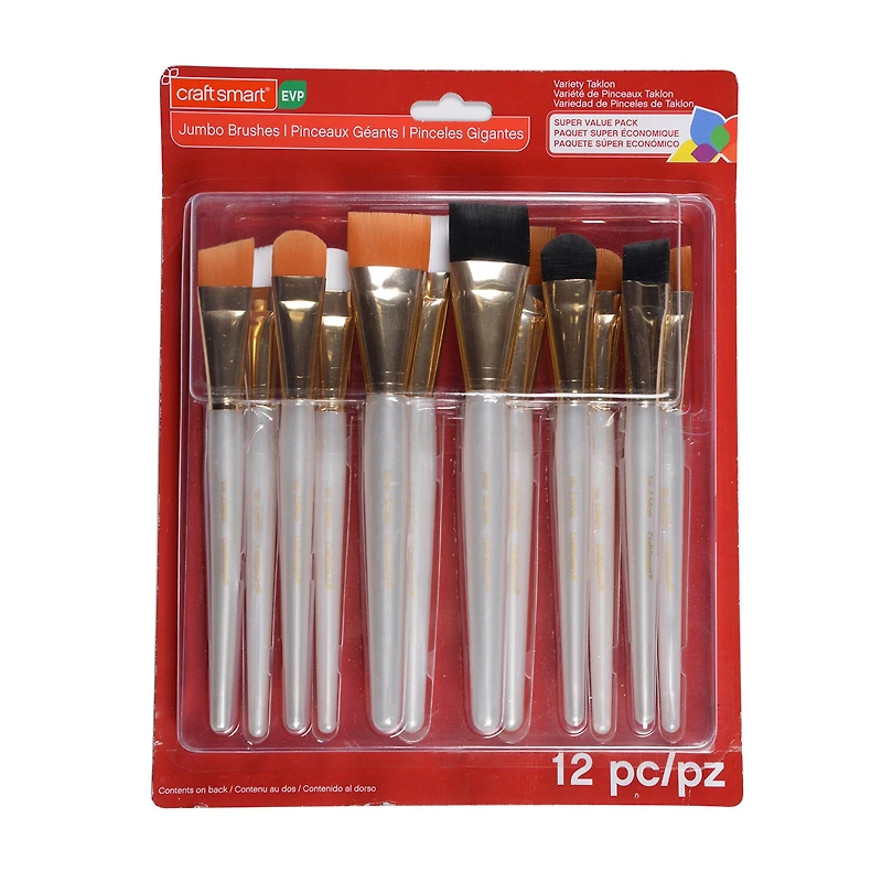 9 Pack: Variety Taklon Jumbo Brushes by Craft Smart®