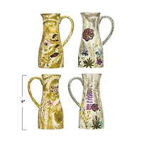 Hello Honey® 36oz. Hand-Painted Debossed Florals Stoneware Pitcher Set