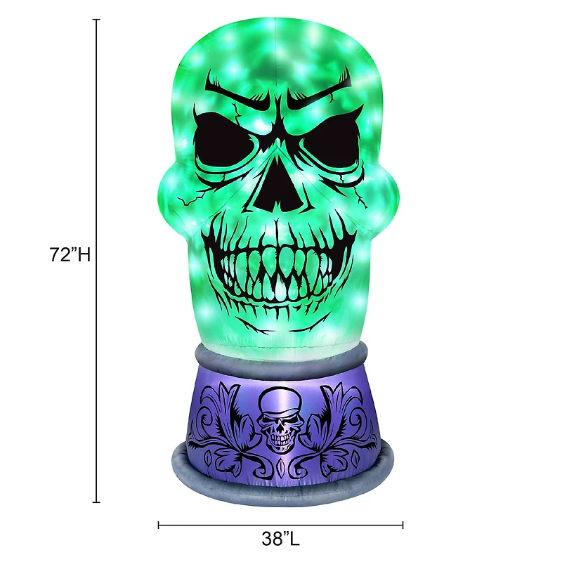 6ft. Airflowz Inflatable Halloween Skull with Swirling Lights