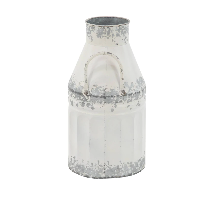 Distressed White Metal Farmhouse Decorative Jar, 2ct.