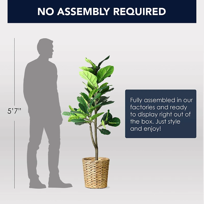 American Art Decor 4ft. Fiddle Fig Tree in Woven Basket