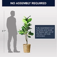 American Art Decor 4ft. Fiddle Fig Tree in Woven Basket
