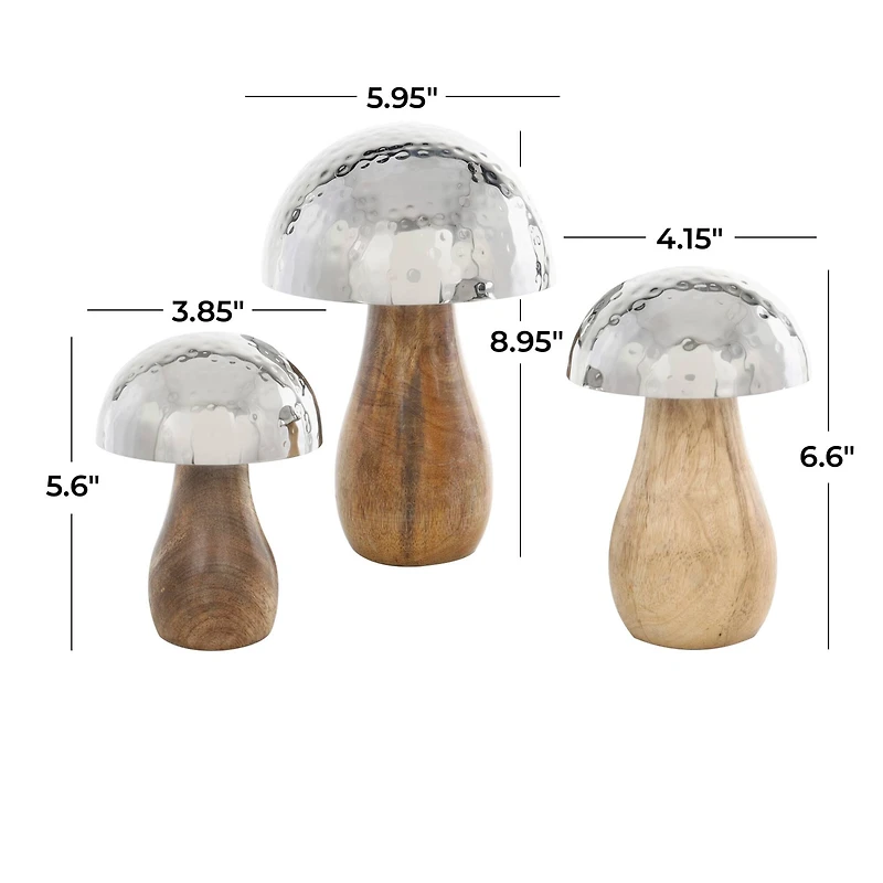 Silver Stainless Steel Mushroom Set