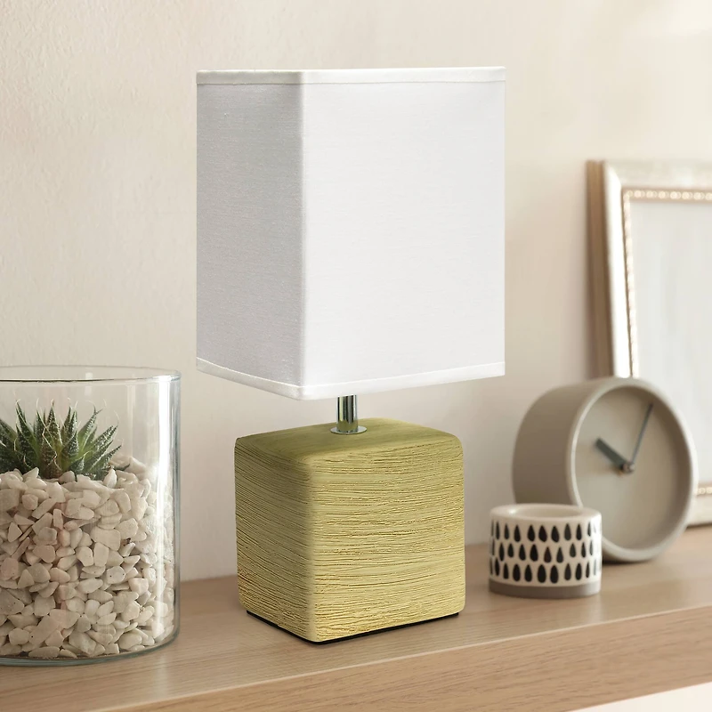 Simple Designs Stone Table Lamp with White Shade