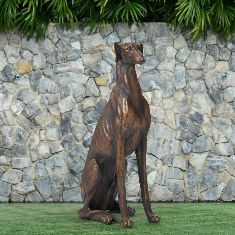 Glitzhome® 30.25" Bronze Sitting Greyhound Dogs, 2ct.