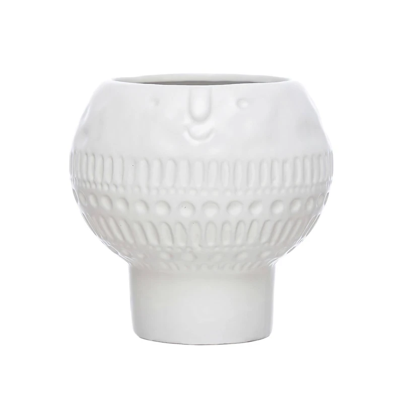 Hello Honey® 6" Reactive Glaze Stoneware Footed Planter with Face