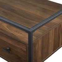 Walker Edison 56" Dark Walnut 2 Drawer Glass Top Desk