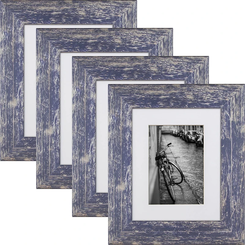 4 Pack Craig Frames American Barn Independence Blue Picture Frame with Mat