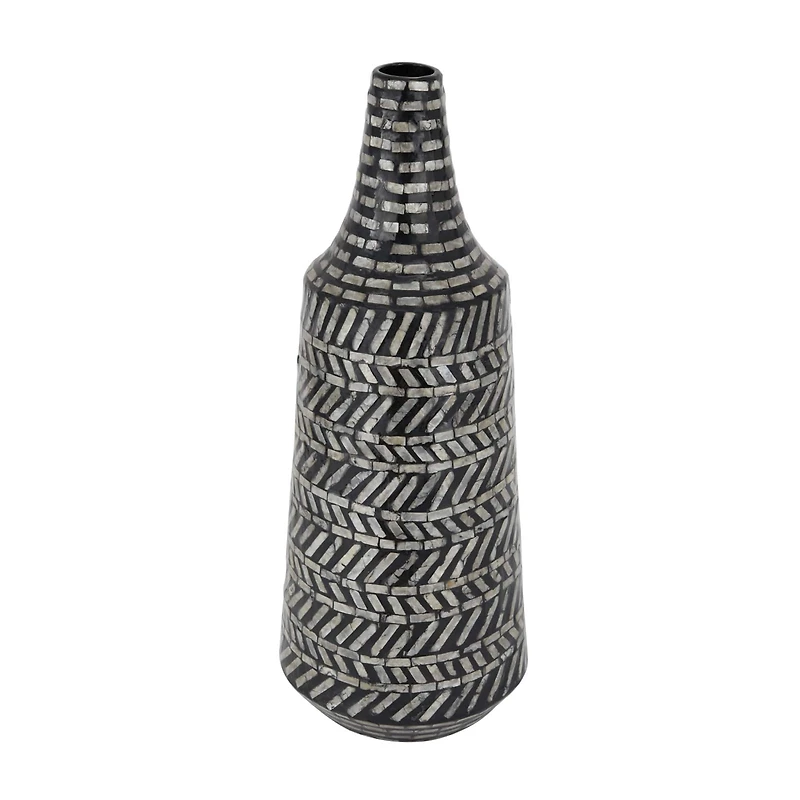 Black Shell Contemporary Vase, 22" x 8" x 8"
