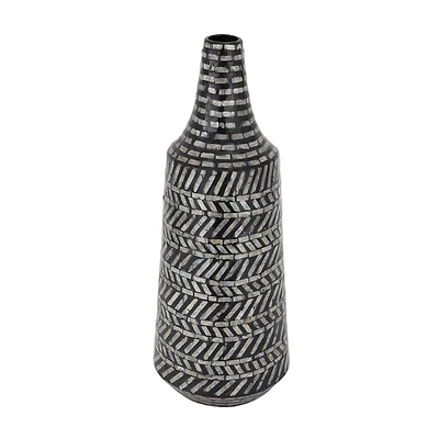 Black Shell Contemporary Vase, 22" x 8" x 8"
