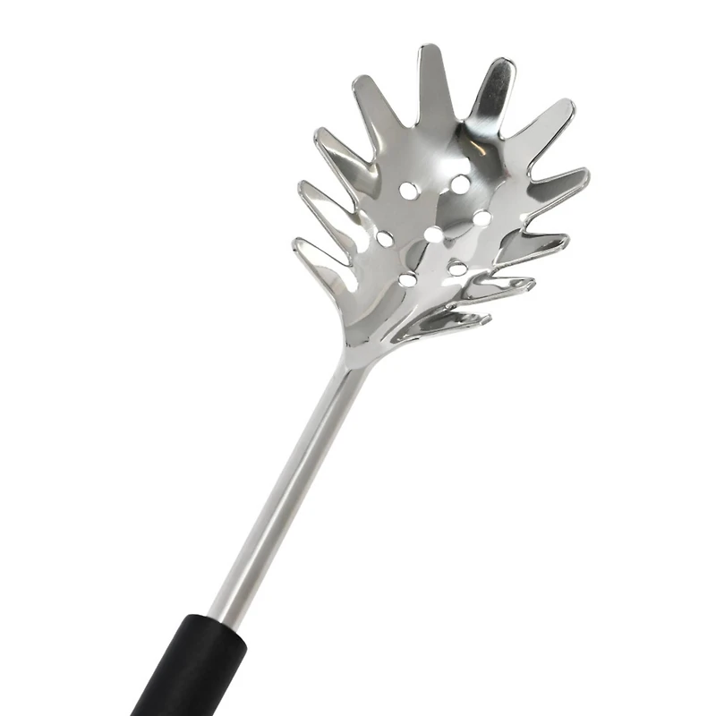 Hello Honey® Stainless Steel Slotted Pasta Server with Wood Handle