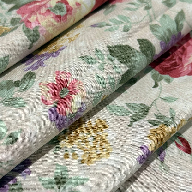 Feldman Cream Rose Floral Cotton Fabric