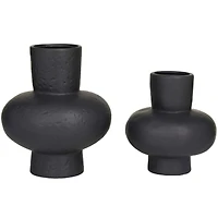 CosmoLiving by Cosmopolitan Black Ceramic Gourd Style Vase Set of 2 11", 9"