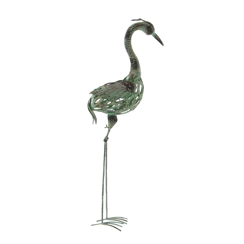 Set of 2 Green Metal Coastal Garden Sculpture, 40", 38"