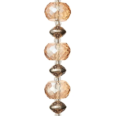 12 Pack: Amber Glass & Metal Rondelle Beads by Bead Landing™