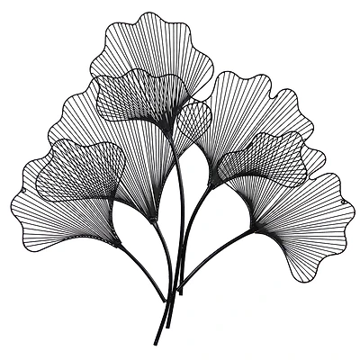 35" Modern Ginkgo Leaf Metal Wall Art Decor