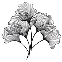 35" Modern Ginkgo Leaf Metal Wall Art Decor