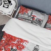Designart 'Couples Walking in London' London UK Bedding Set