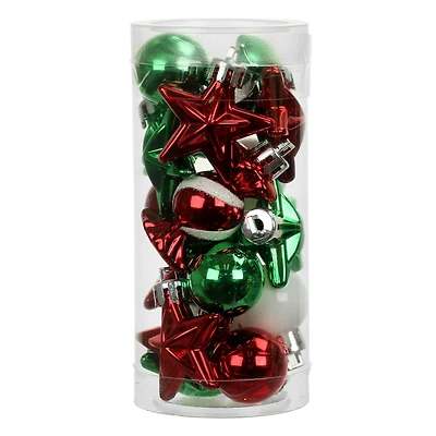 16 Pack 25mm Mini Plastic Star & Ball Ornaments by Ashland®