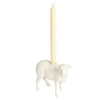 Hello Honey® 6.75" Long White Pastoral Elegance Sheep Taper Candle Holder