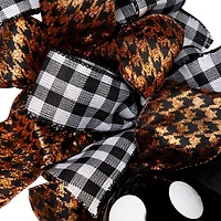 24'' Unlit Orange and Black Witch with Bows Halloween Wreath