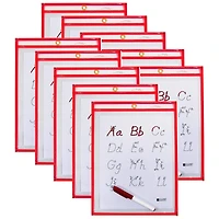 C-Line® Neon Red Reusable Dry Erase Pocket Kit Study Aid