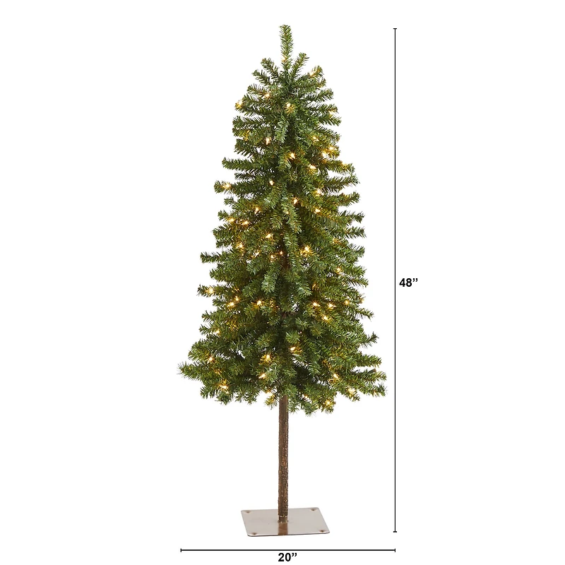 4ft. Pre-Lit Alpine Artificial Christmas Tree with Clear Lights