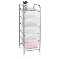 Honey Can Do Silver 5-Drawer Rolling Storage Cart